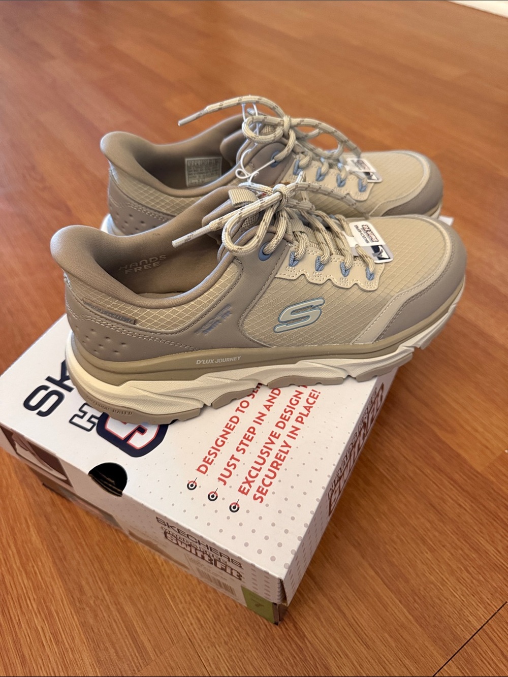 Skechers women’s Beige/Taupe Lace-Up Walking Sneakers